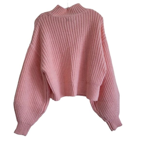 KAARI Blue  Women's Orange Cable Knit Mock Neck Sweater Sz Medium - Picture 7 of 9